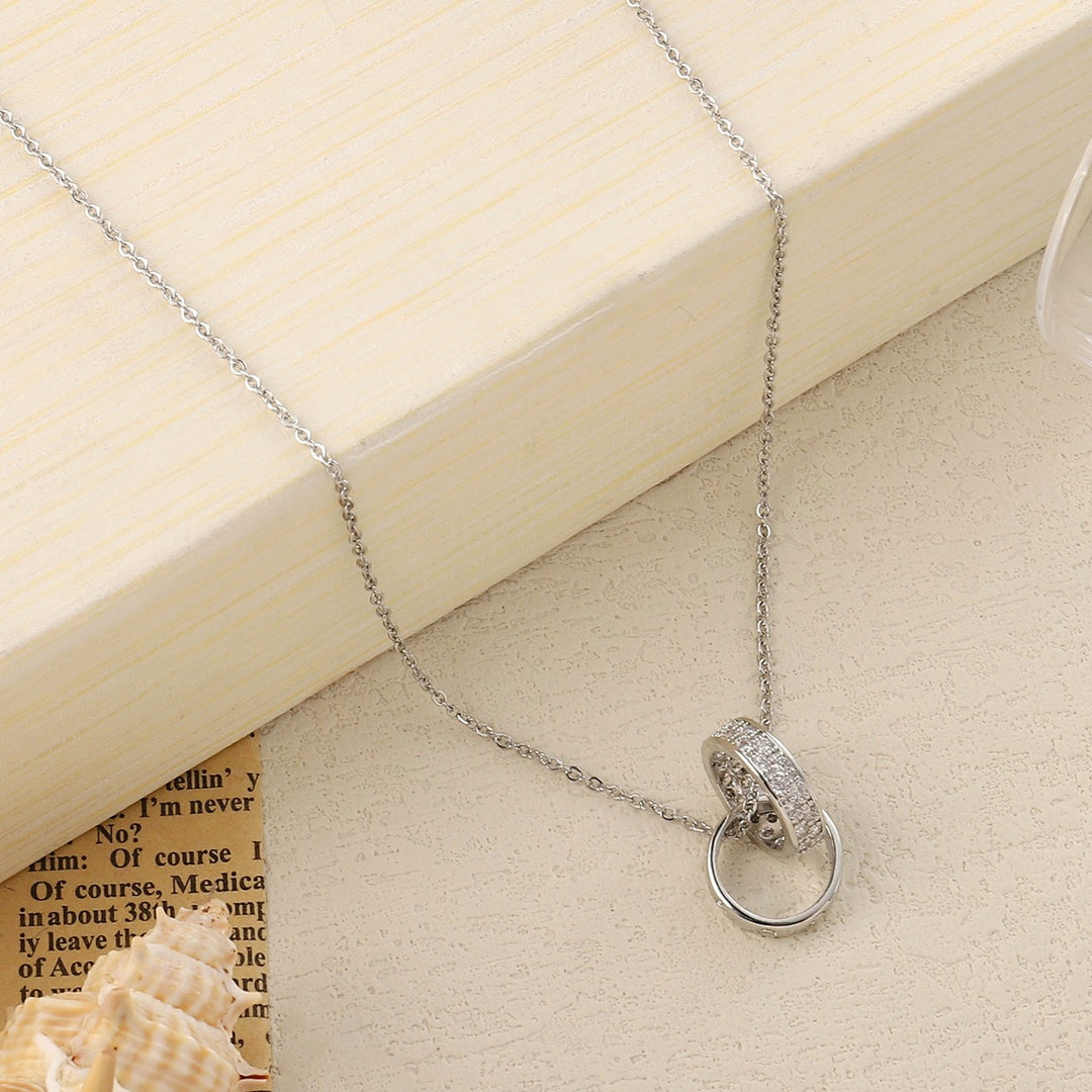 Looped Studded Rings Silver Necklace - Salty Accessories