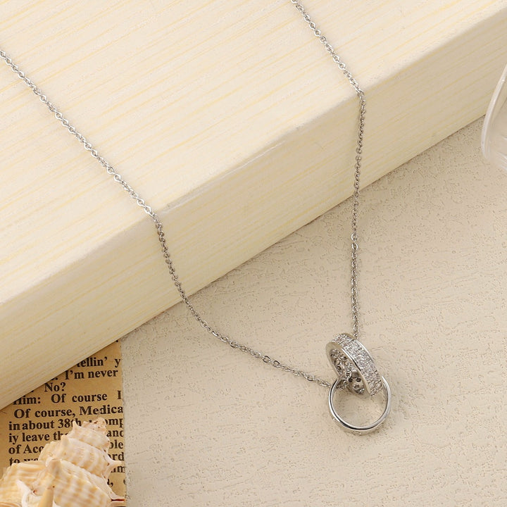 Looped Studded Rings Silver Necklace - Salty Accessories