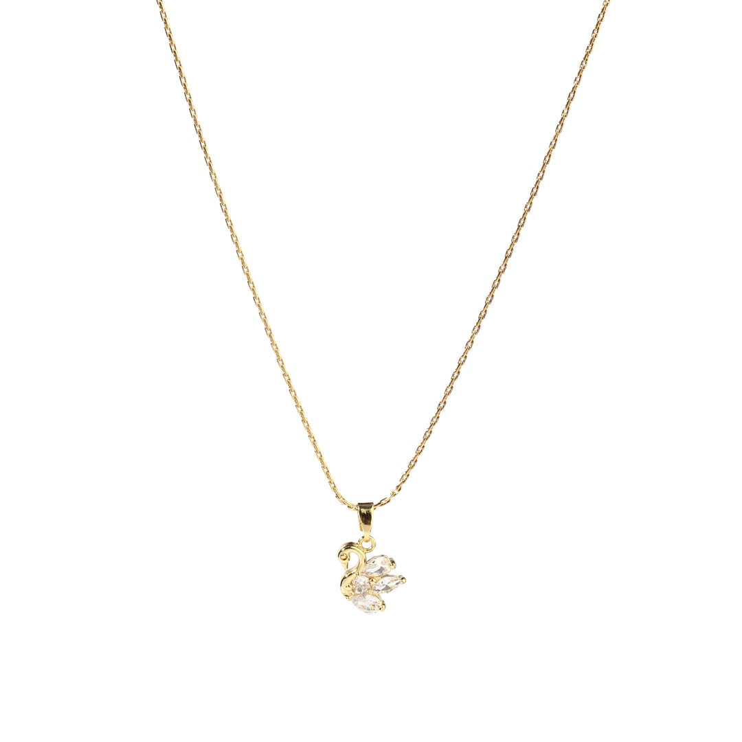 Studded Gold Swan Necklace