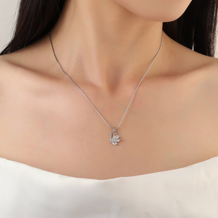 Studded Silver Swan Necklace