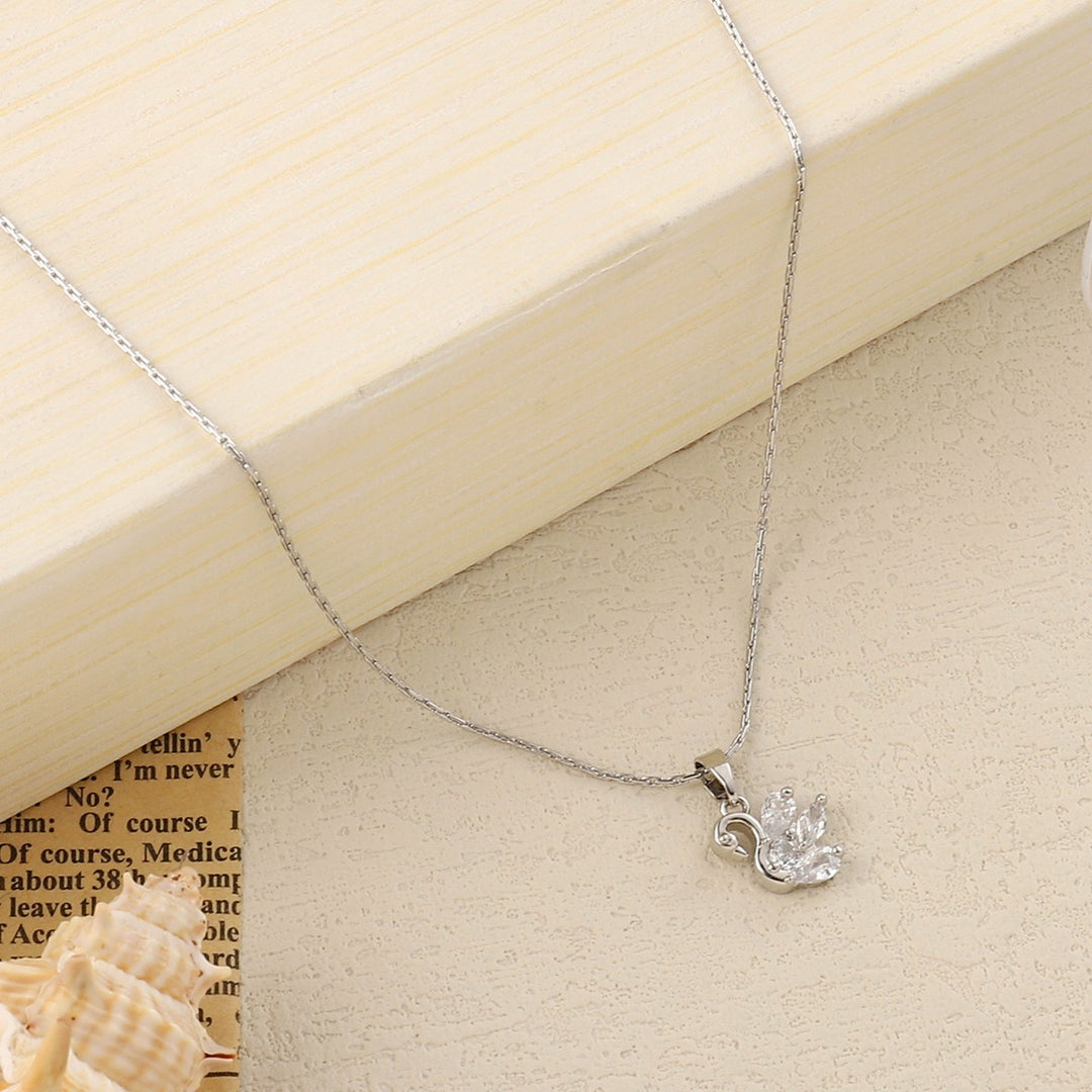 Studded Silver Swan Necklace