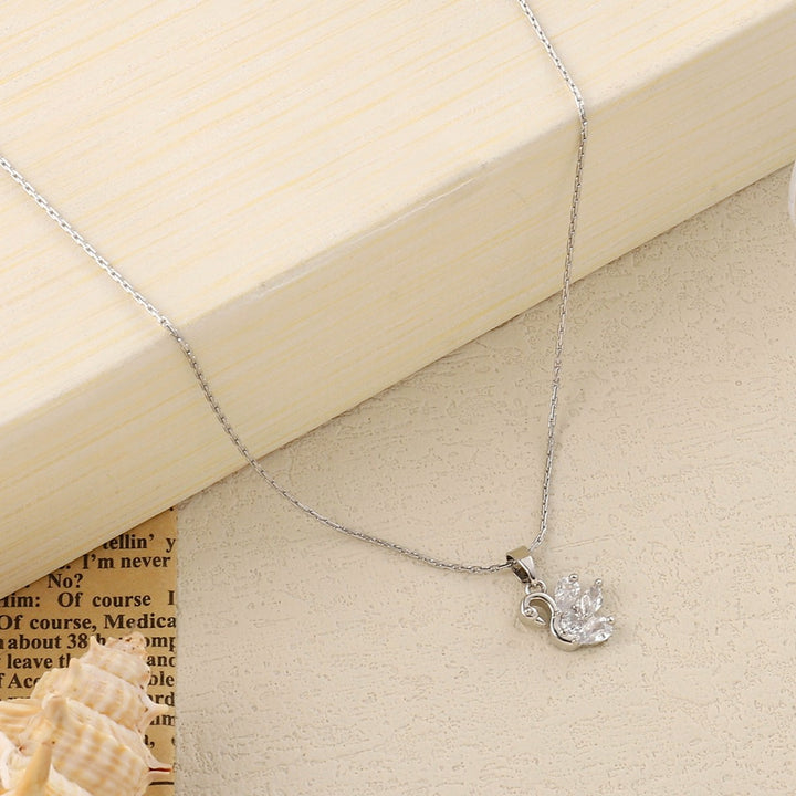 Studded Silver Swan Necklace