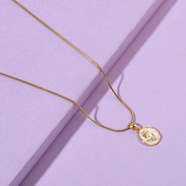 Enamel Rose Gold Necklace