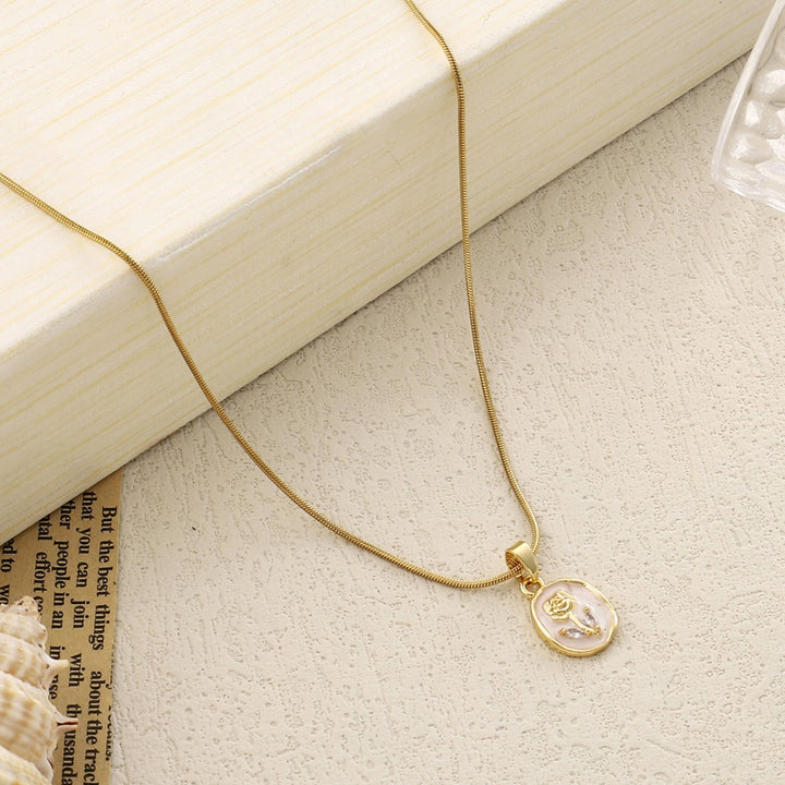 Enamel Rose Gold Necklace - Salty Accessories