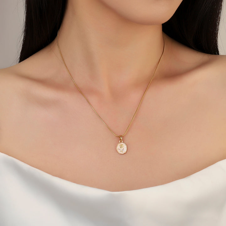 Enamel Rose Gold Necklace - Salty Accessories