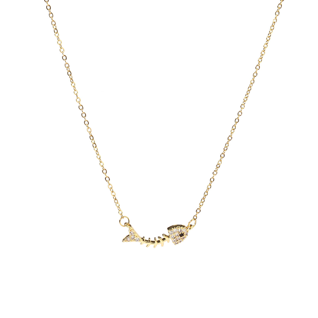 Fish Bone Gold Necklace - Salty Accessories