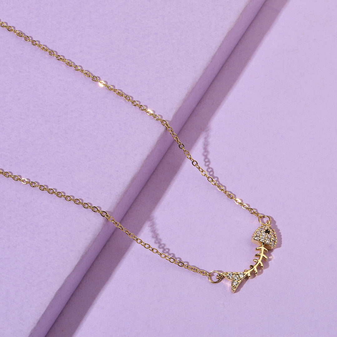 Fish Bone Gold Necklace - Salty Accessories