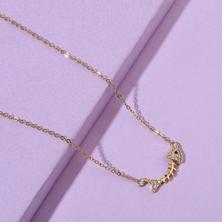 Fish Bone Gold Necklace - Salty Accessories