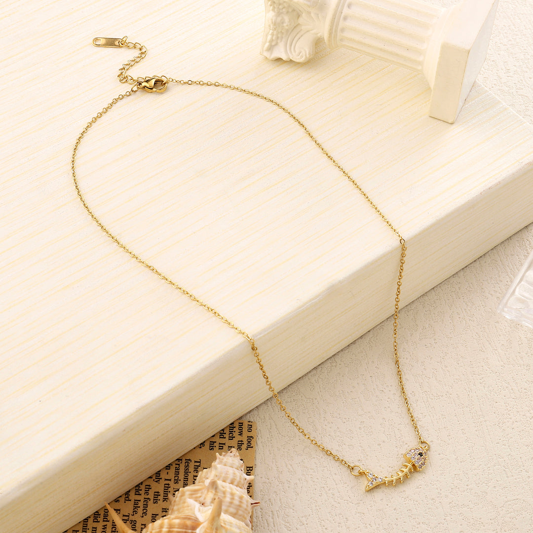 Fish Bone Gold Necklace - Salty Accessories