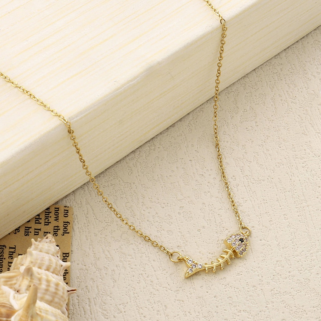 Fish Bone Gold Necklace - Salty Accessories