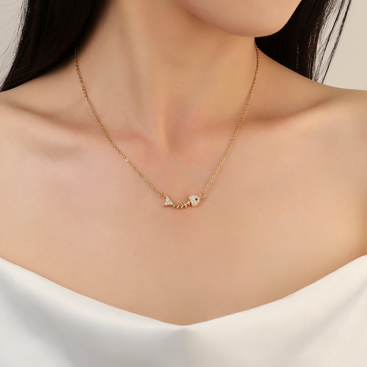 Fish Bone Gold Necklace - Salty Accessories