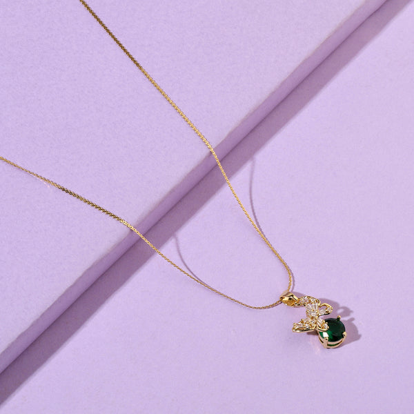 Emerald Bloomer Gold Necklace