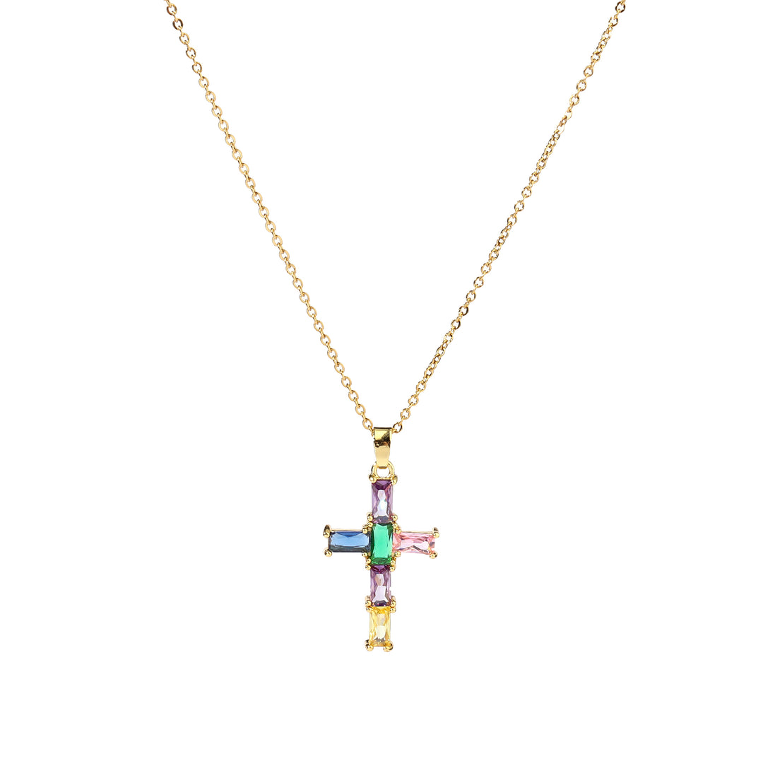 Multicolor Baguette Gold Pendant - Salty Accessories