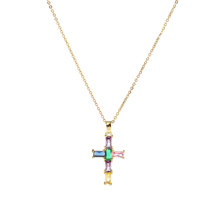 Multicolor Baguette Gold Pendant - Salty Accessories