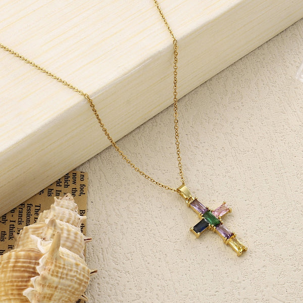 Multicolor Baguette Gold Pendant
