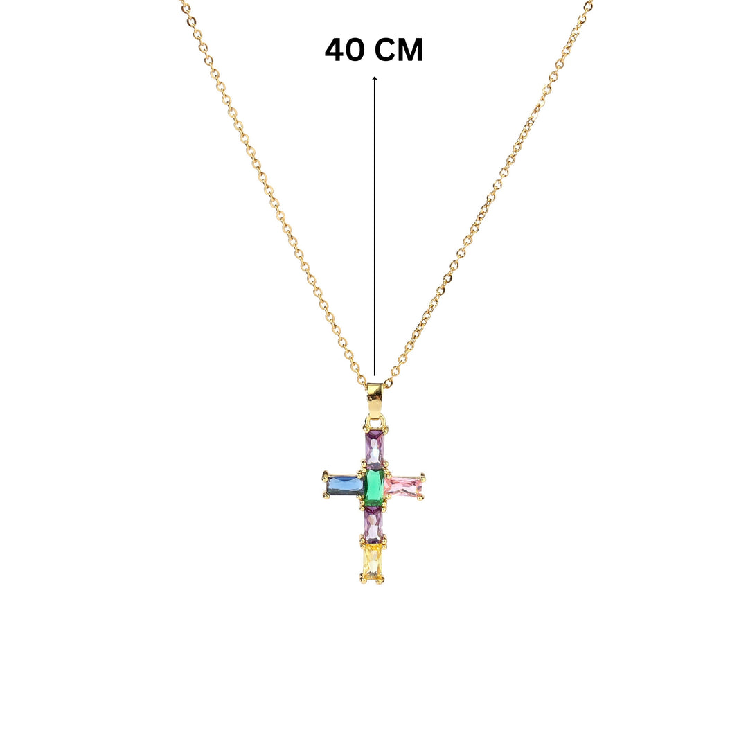 Multicolor Baguette Gold Pendant - Salty Accessories