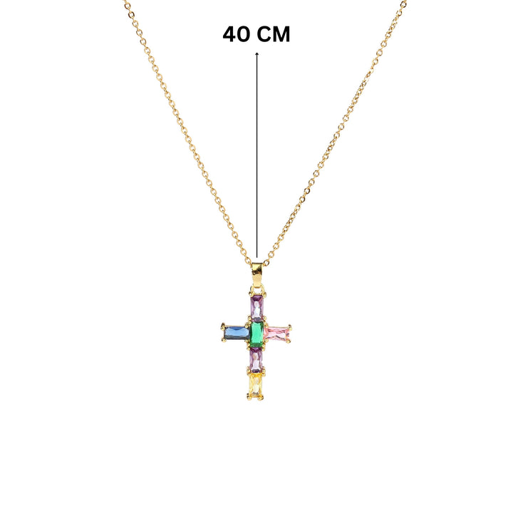 Multicolor Baguette Gold Pendant - Salty Accessories