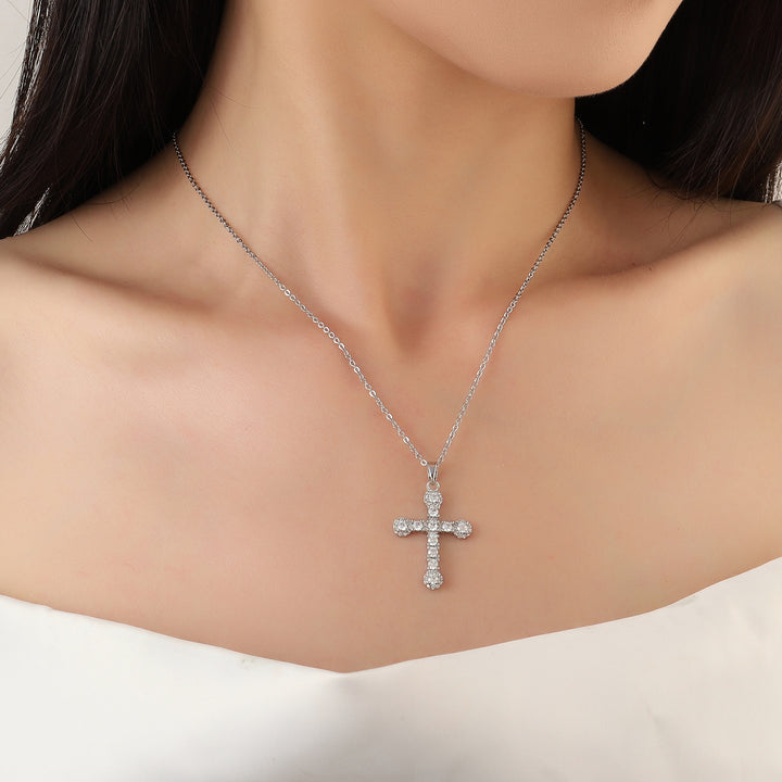 Studded Cross Silver Pendant - Salty Accessories