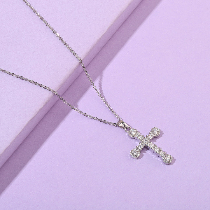 Studded Cross Silver Pendant - Salty Accessories