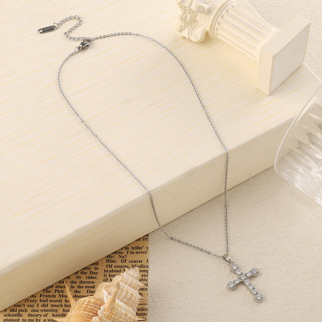 Studded Cross Silver Pendant - Salty Accessories