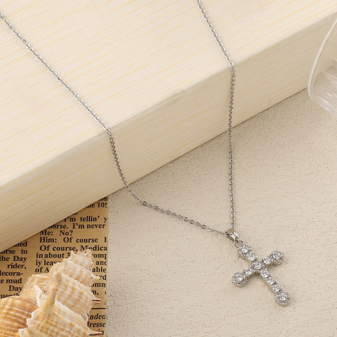 Studded Cross Silver Pendant