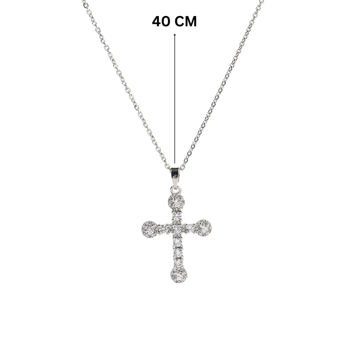 Studded Cross Silver Pendant