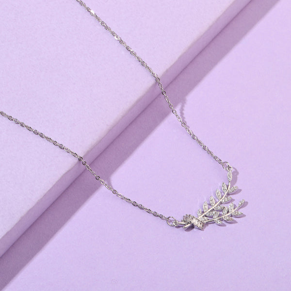 Lunaria Studded Silver Necklace