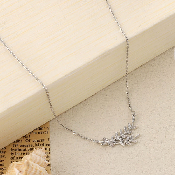 Lunaria Studded Silver Necklace