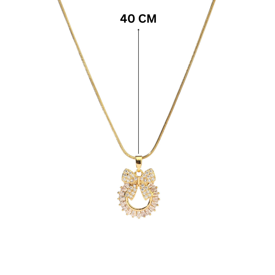 Crystal Wreath Bow Gold Necklace