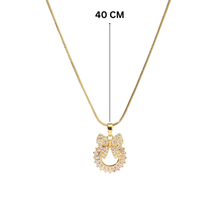 Crystal Wreath Bow Gold Necklace
