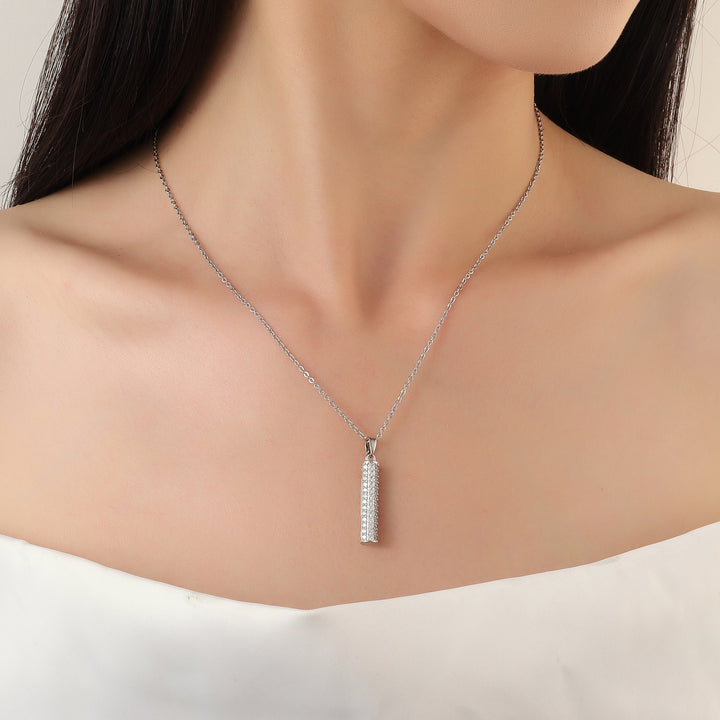 Isla Crystal Studded Silver Necklace