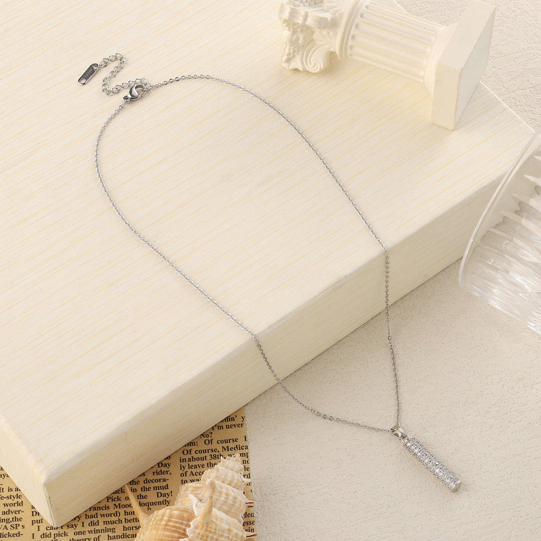 Isla Crystal Studded Silver Necklace