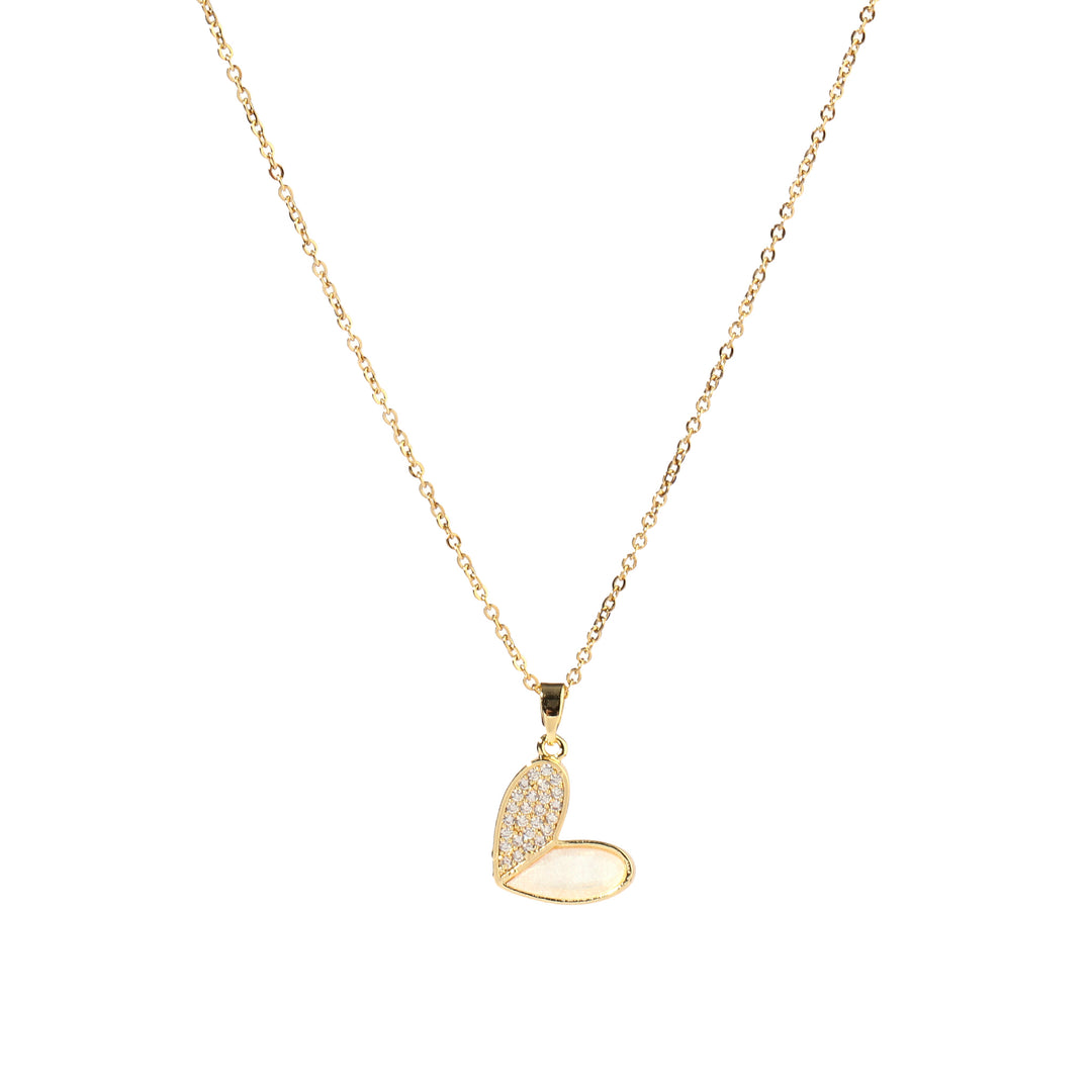 Haley Studded Heart Gold Necklace - Salty Accessories