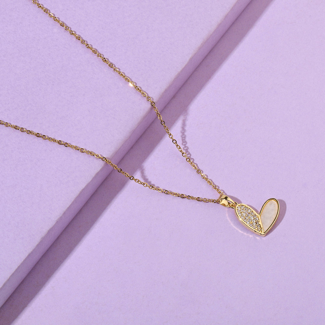 Haley Studded Heart Gold Necklace - Salty Accessories