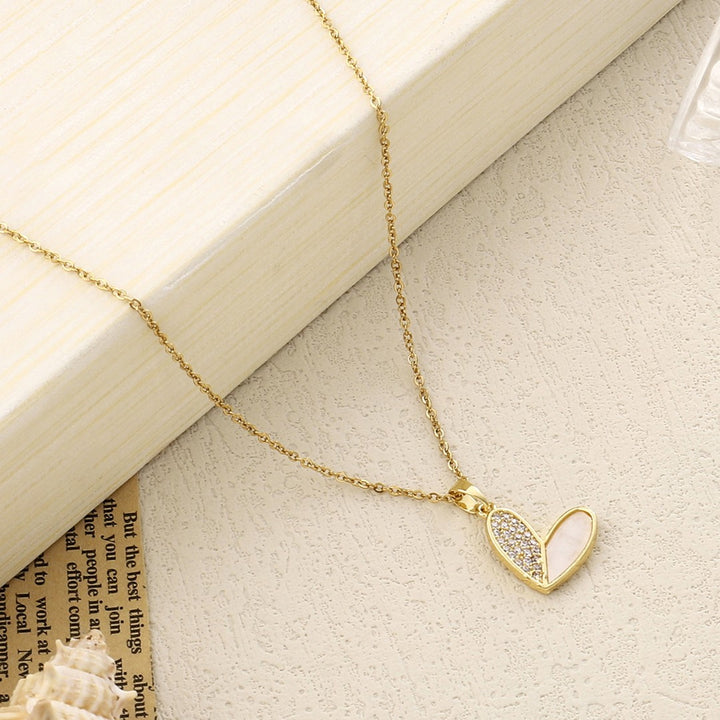Haley Studded Heart Gold Necklace