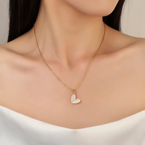 Haley Studded Heart Gold Necklace