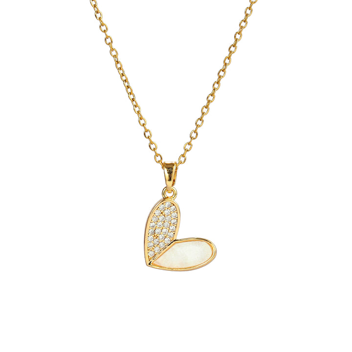 Haley Studded Heart Gold Necklace