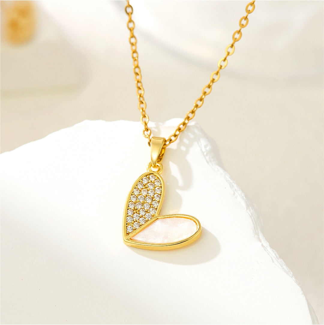 Haley Studded Heart Gold Necklace