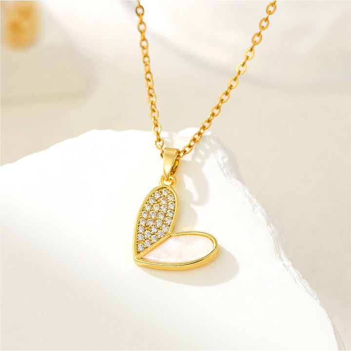 Haley Studded Heart Gold Necklace