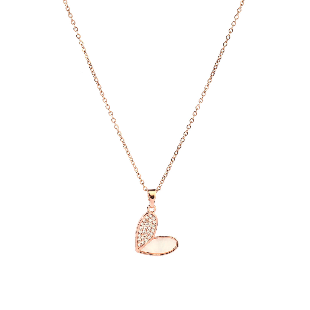 Haley Studded Heart Rose-Gold Necklace - Salty Accessories