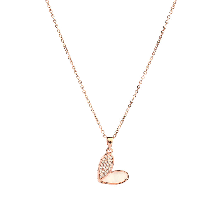 Haley Studded Heart Rose-Gold Necklace - Salty Accessories