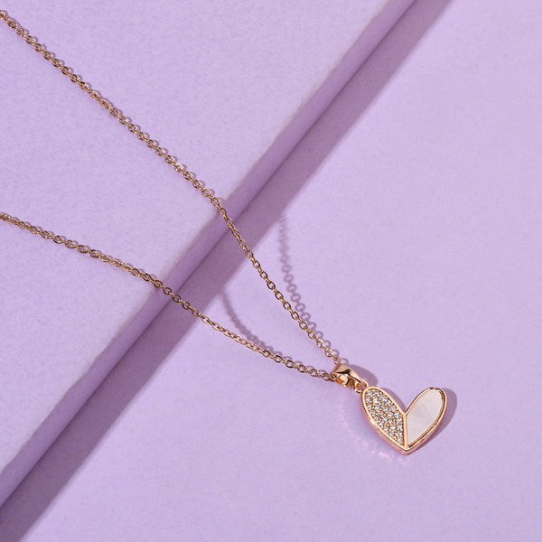Haley Studded Heart Rose-Gold Necklace