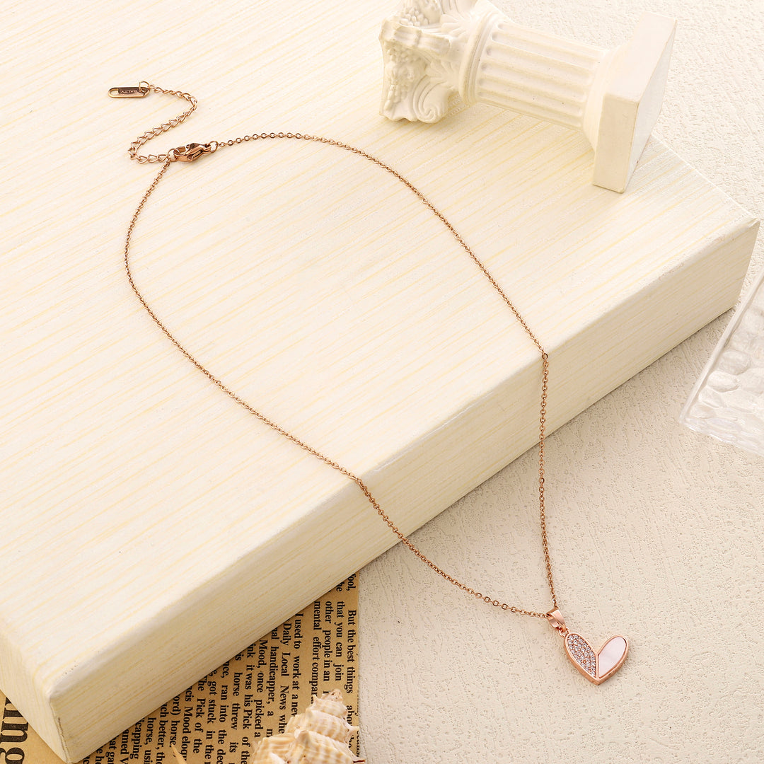 Haley Studded Heart Rose-Gold Necklace