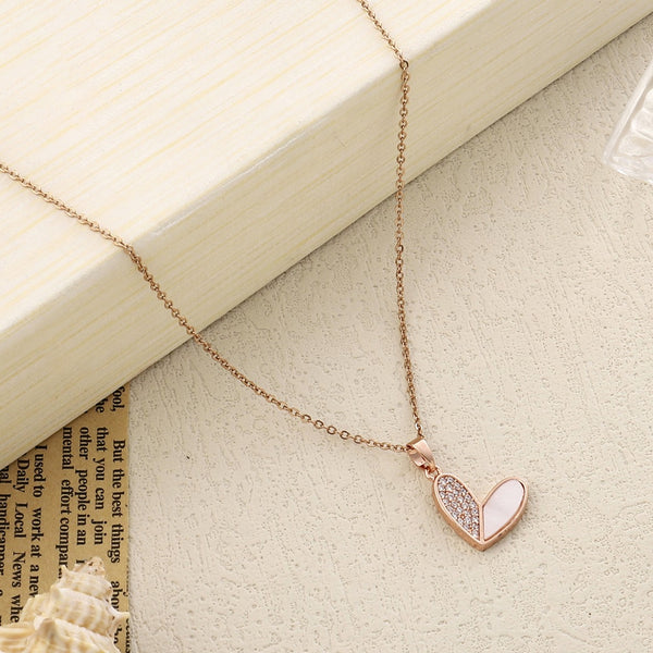 Haley Studded Heart Rose-Gold Necklace