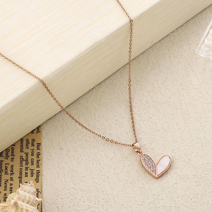 Haley Studded Heart Rose-Gold Necklace - Salty Accessories