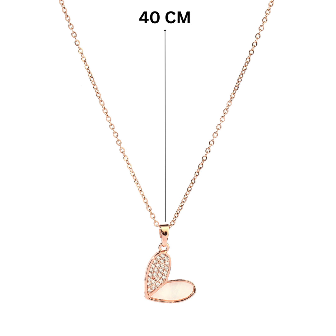 Haley Studded Heart Rose-Gold Necklace - Salty Accessories