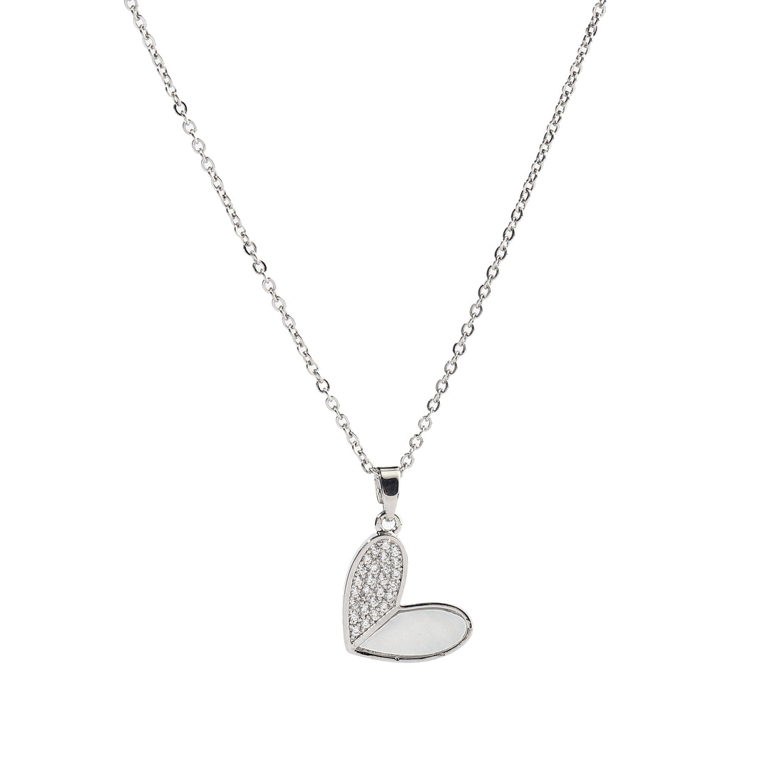 Haley Studded Heart Silver Necklace - Salty Accessories