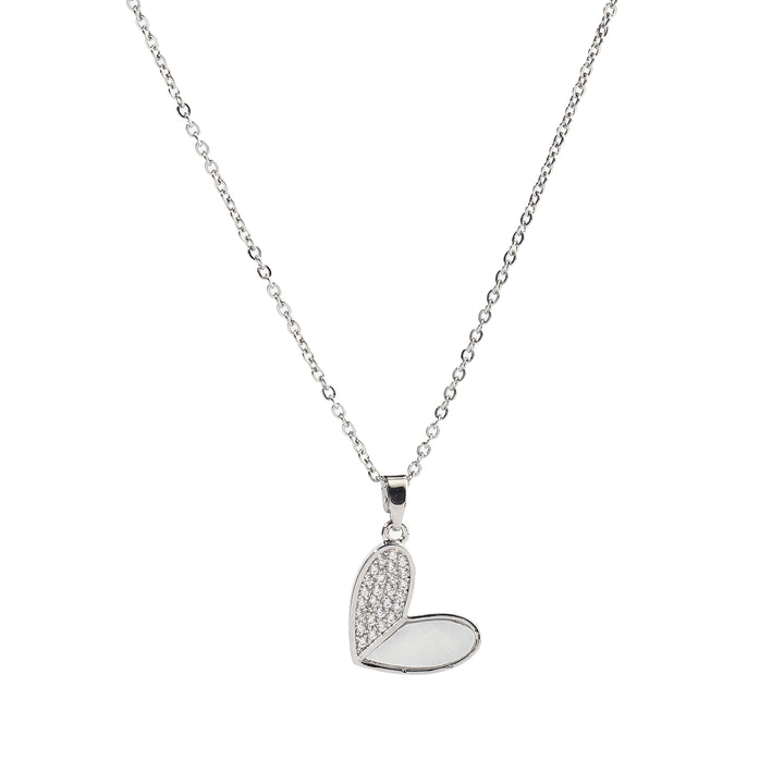 Haley Studded Heart Silver Necklace