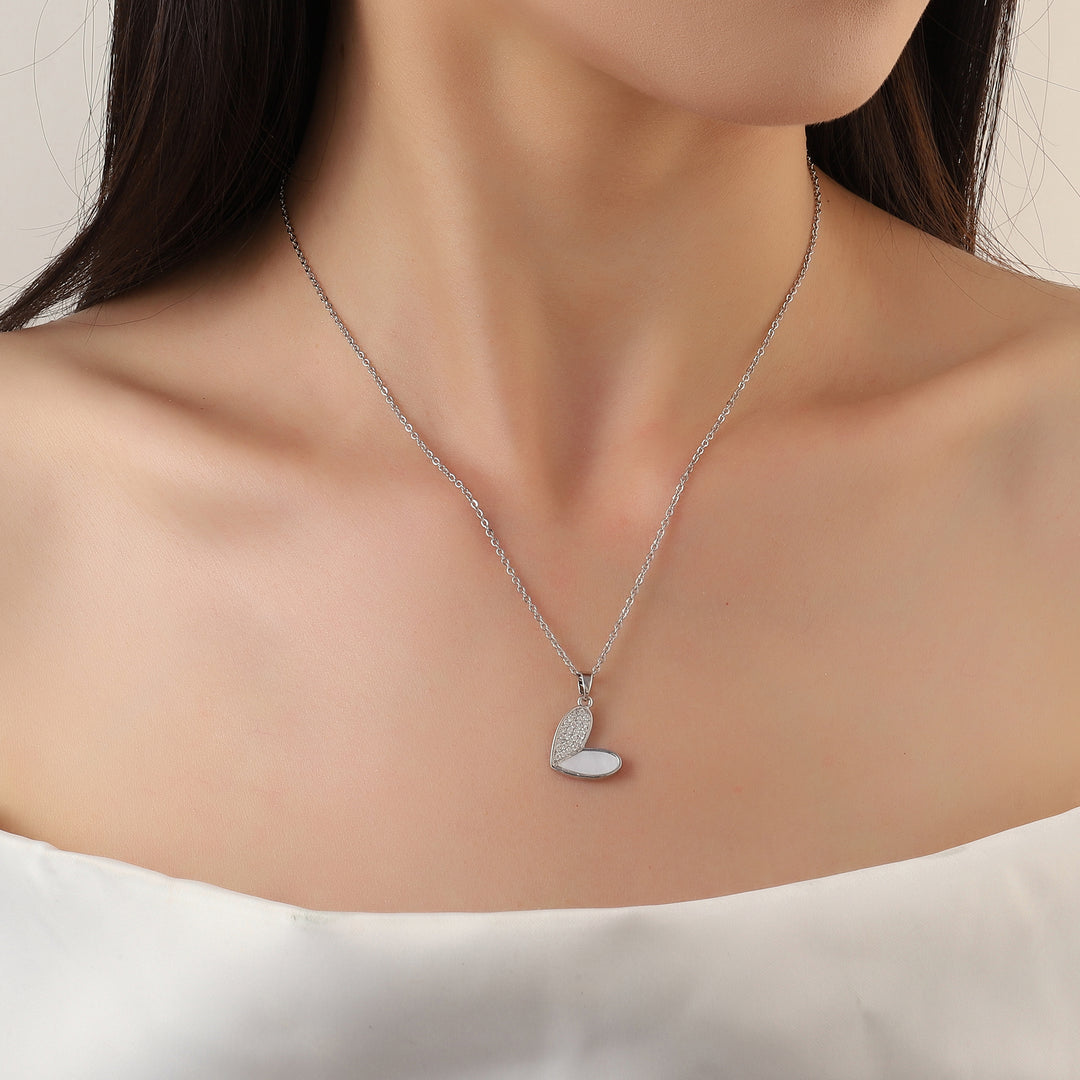 Haley Studded Heart Silver Necklace - Salty Accessories