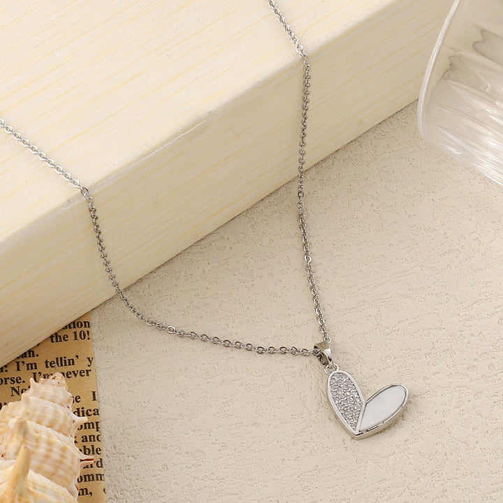 Haley Studded Heart Silver Necklace